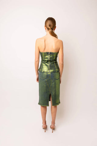 Amylynn - Denim Foil Coated Skirt