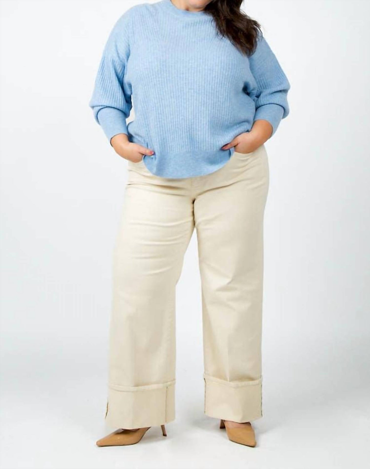 Estheme - Dolman Cashmere Long Sleeve Sweater - Plus