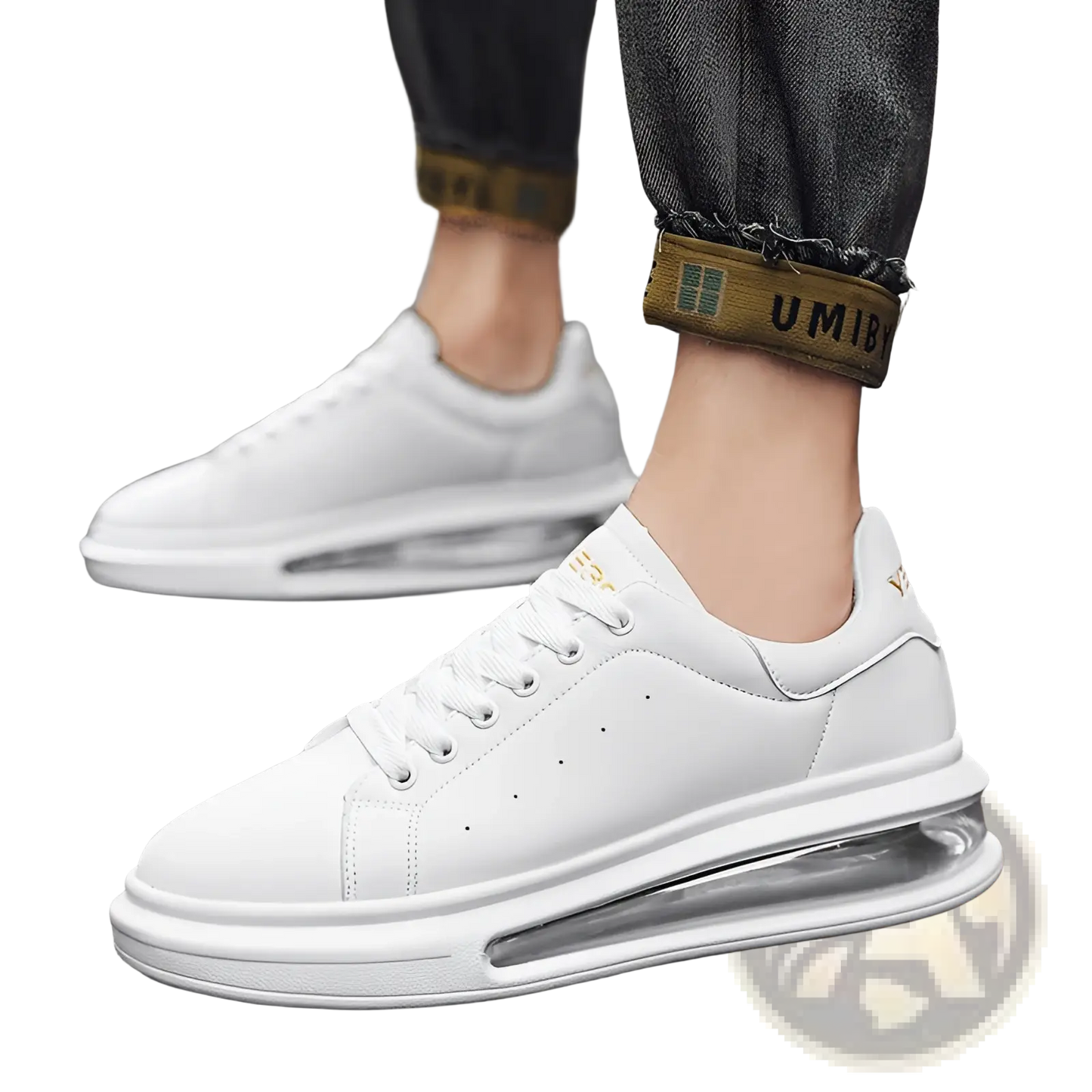Air Cushion Sports Sneakers with Pu Leather Upper