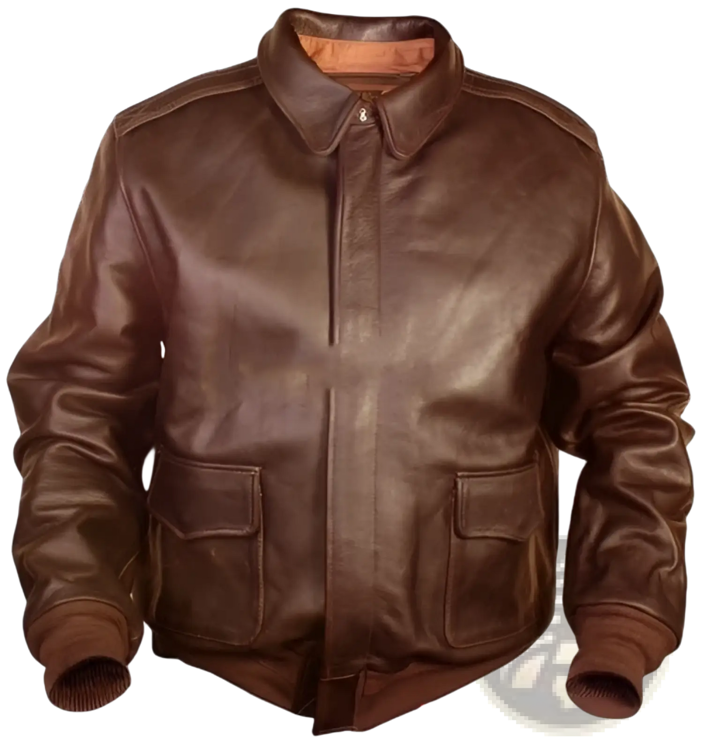 Air Force Fur Leather Bomber Jacket with Flag Lining