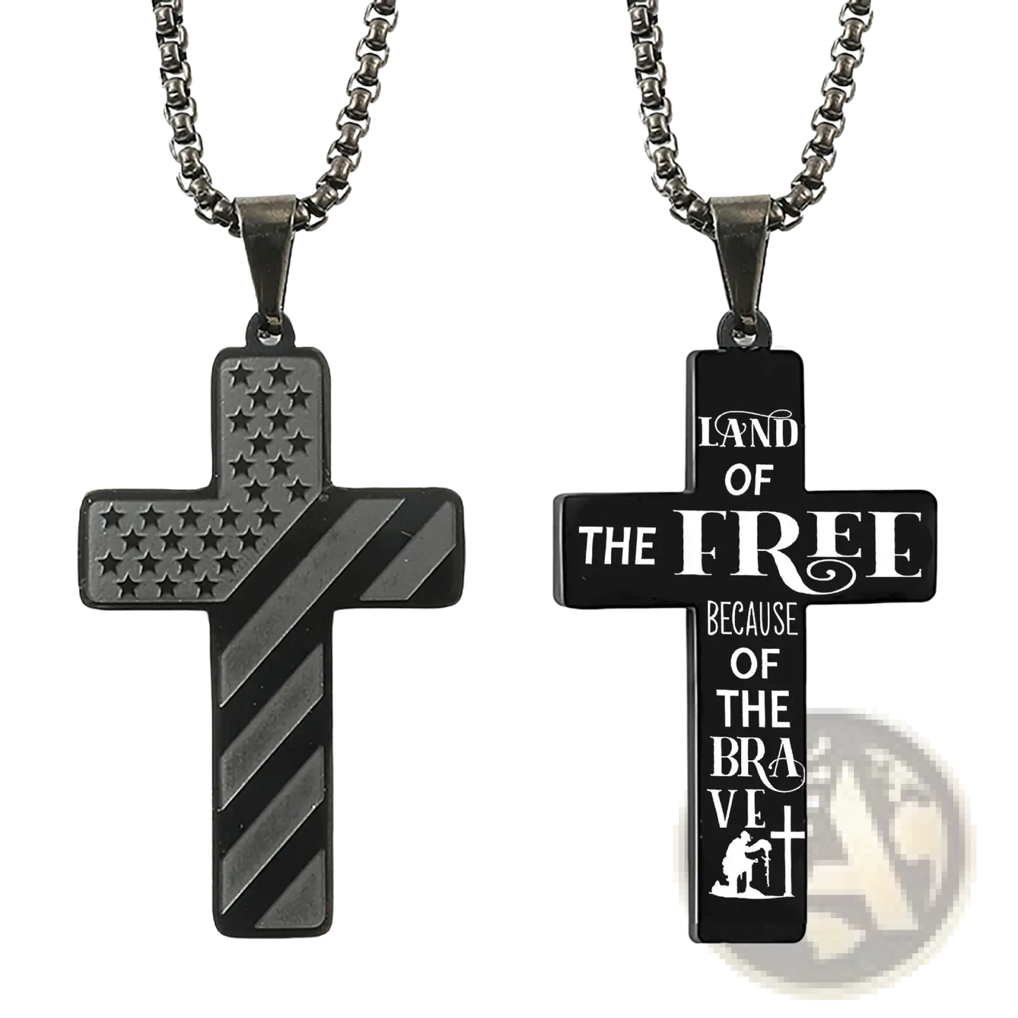 American Flag Bible Verse Cross Pendant Necklace