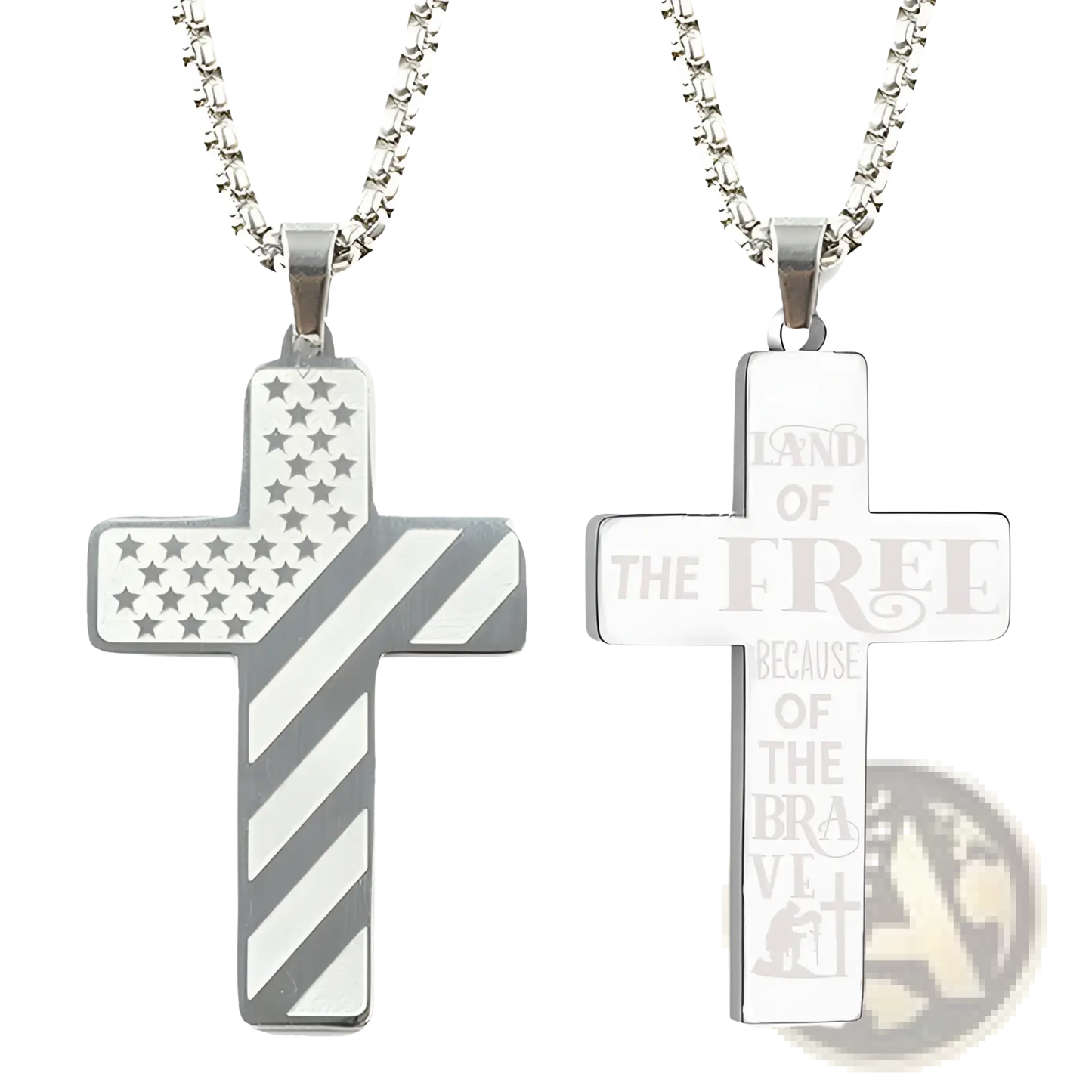 American Flag Bible Verse Cross Pendant Necklace