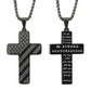 American Flag Bible Verse Cross Pendant Necklace