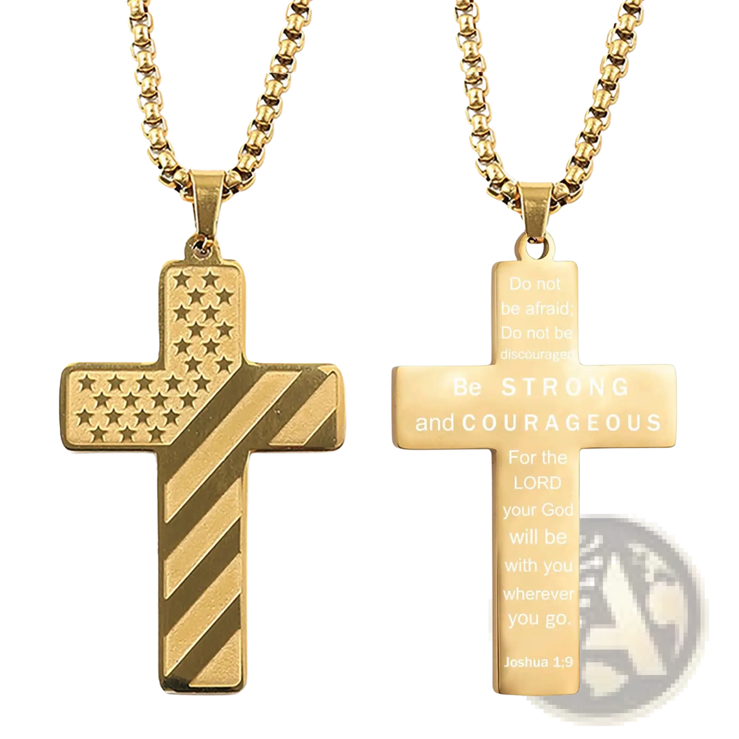 American Flag Bible Verse Cross Pendant Necklace
