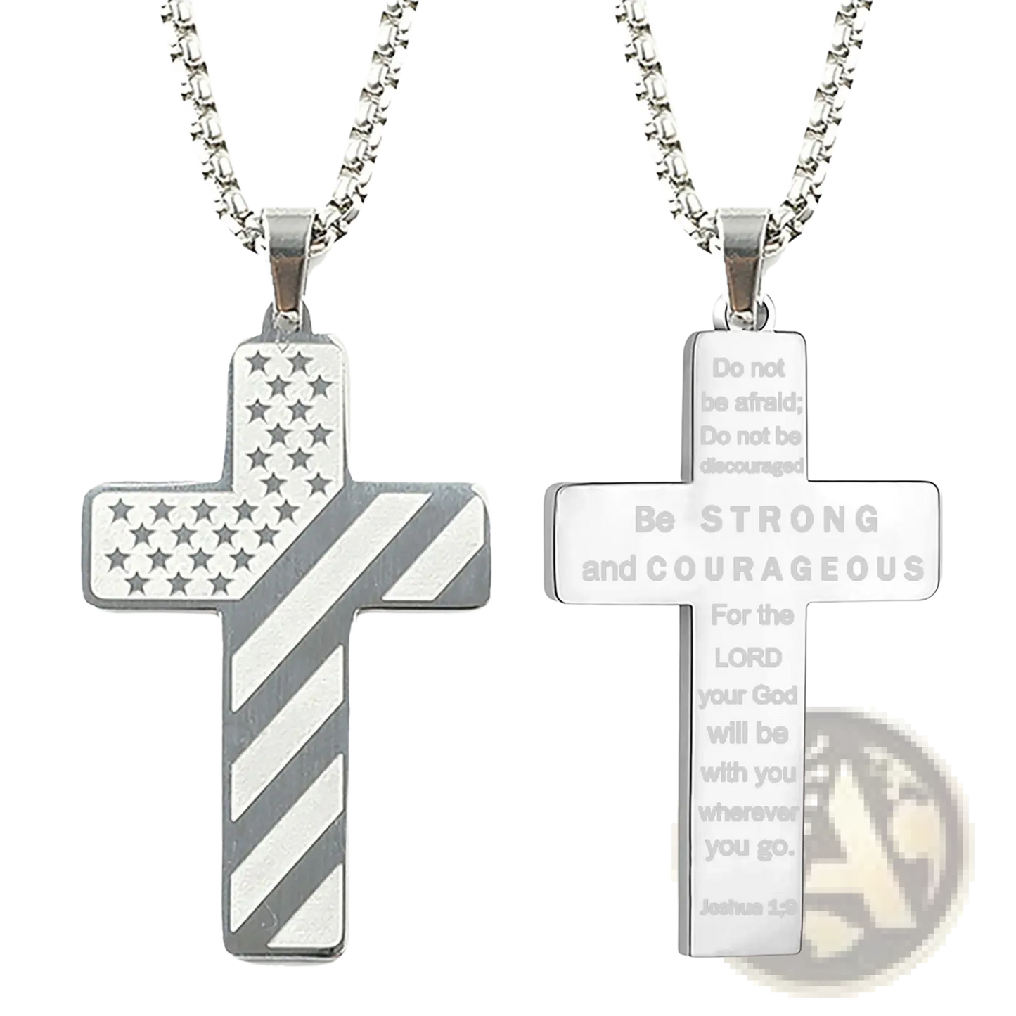 American Flag Bible Verse Cross Pendant Necklace