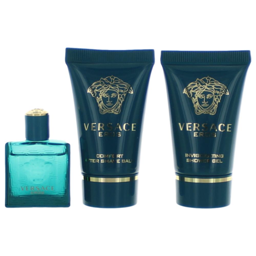 Versace Eros Men Mini Gift Set, Includes: .17 EDT, Mini Balm and Gel
