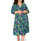 Leota's Curve Women Amiya 3/4 Sleeve Midi Butterfly Meadow Navy