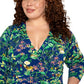 Leota's Curve Women Amiya 3/4 Sleeve Midi Butterfly Meadow Navy