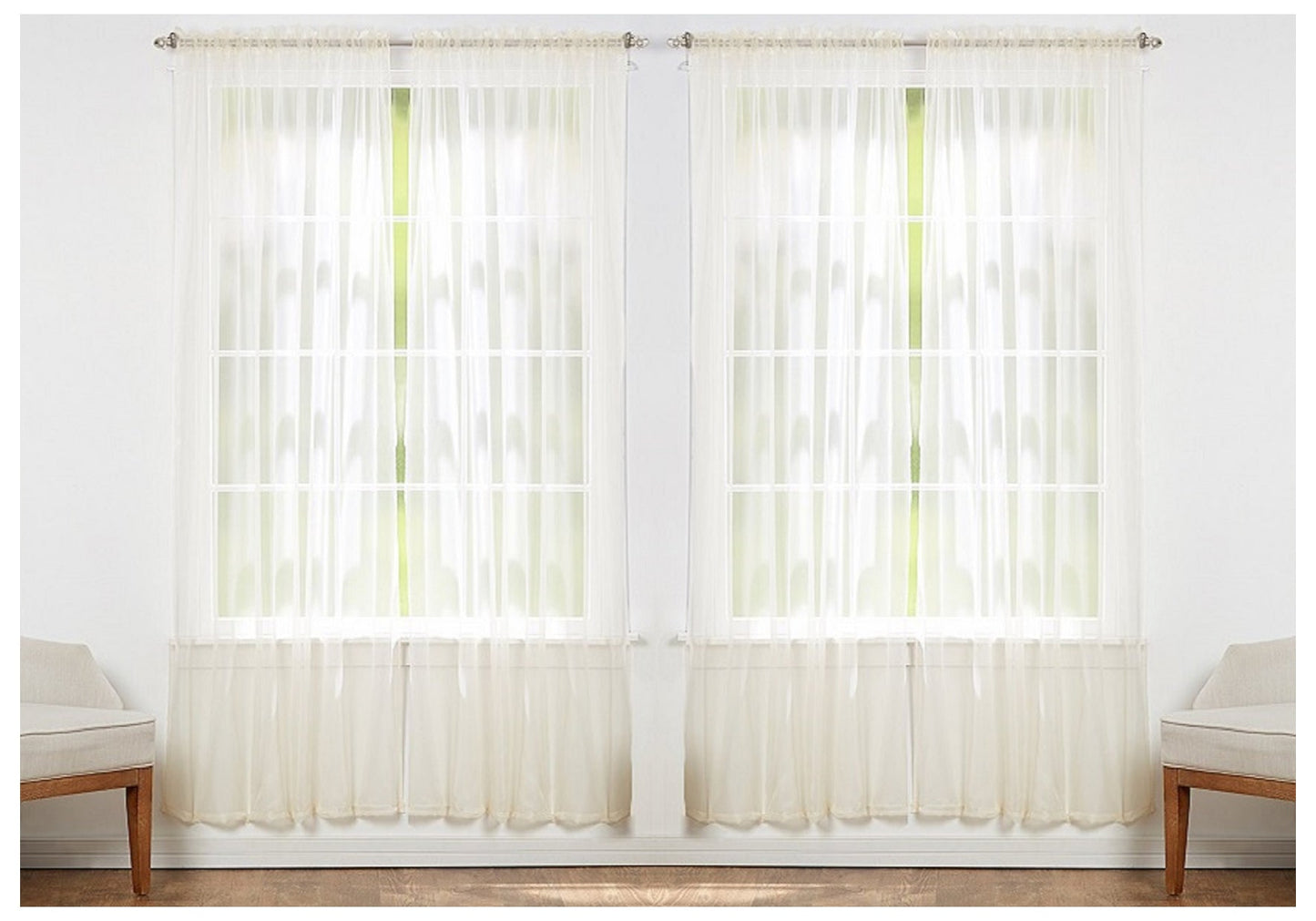 J&V TEXTILES 4-Pack Value: Solid Sheer Window Curtain Panels