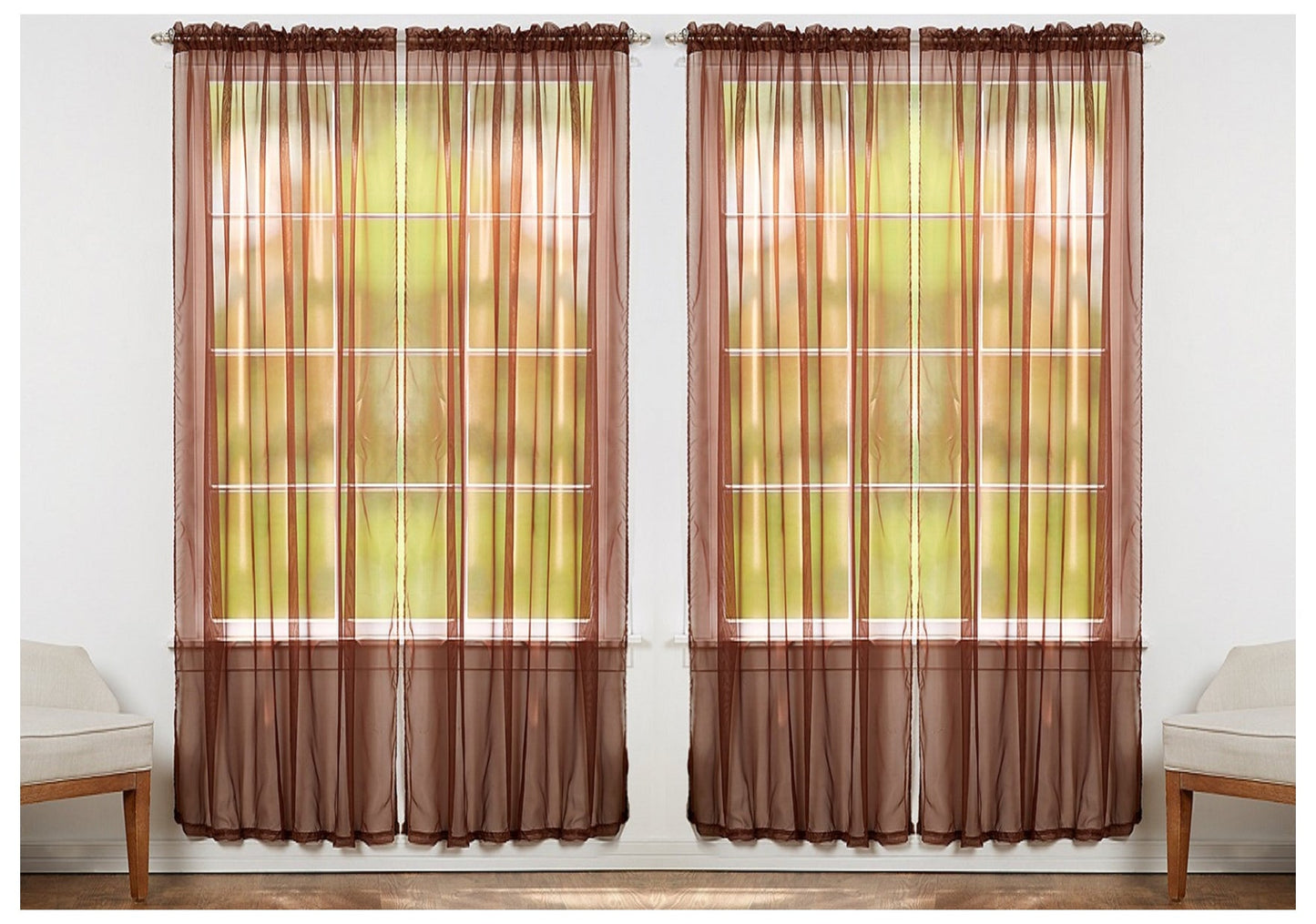 J&V TEXTILES 4-Pack Value: Solid Sheer Window Curtain Panels