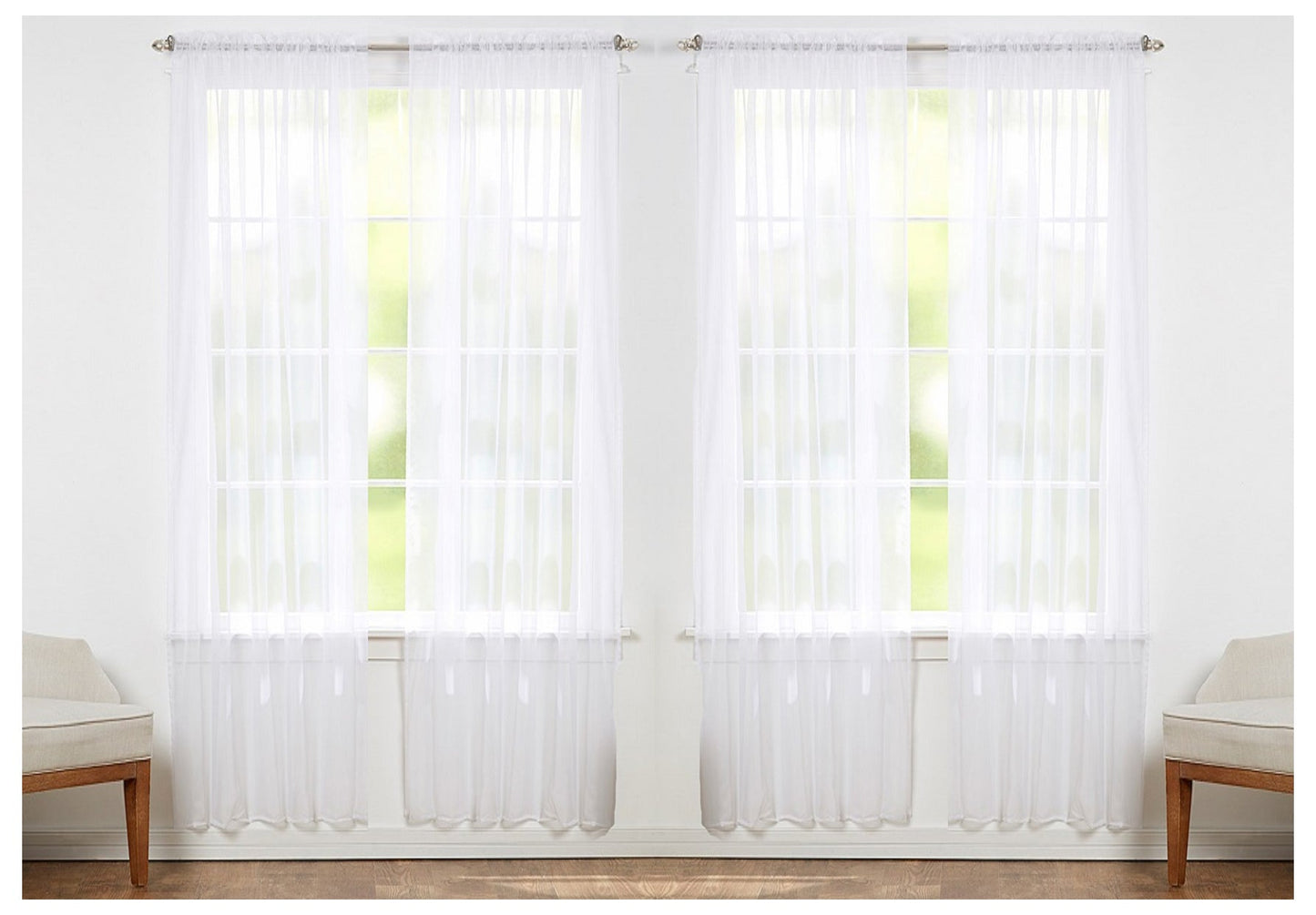 J&V TEXTILES 4-Pack Value: Solid Sheer Window Curtain Panels