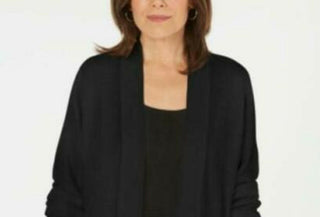 Karen Scott Women's Open-Front Cardigan Black Size Petite Small