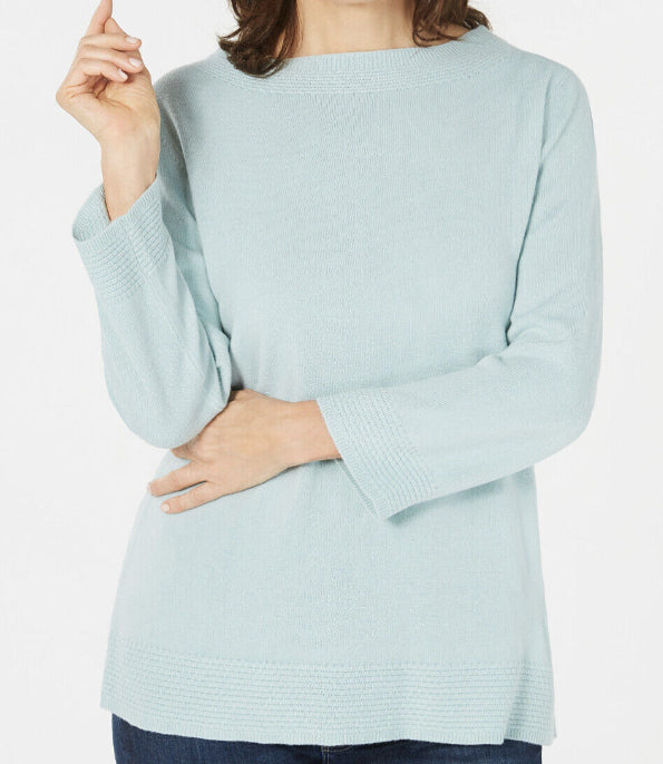 Karen Scott Women's Bateau-Neck Long-Sleeve Sweater Green Size Medium