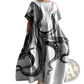 Artistic Printed Loose Linen Maxi Dress