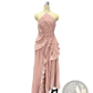 Asymmetrical Ruffled Chiffon Halterneck Evening Dress