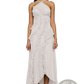Asymmetrical Ruffled Chiffon Halterneck Evening Dress