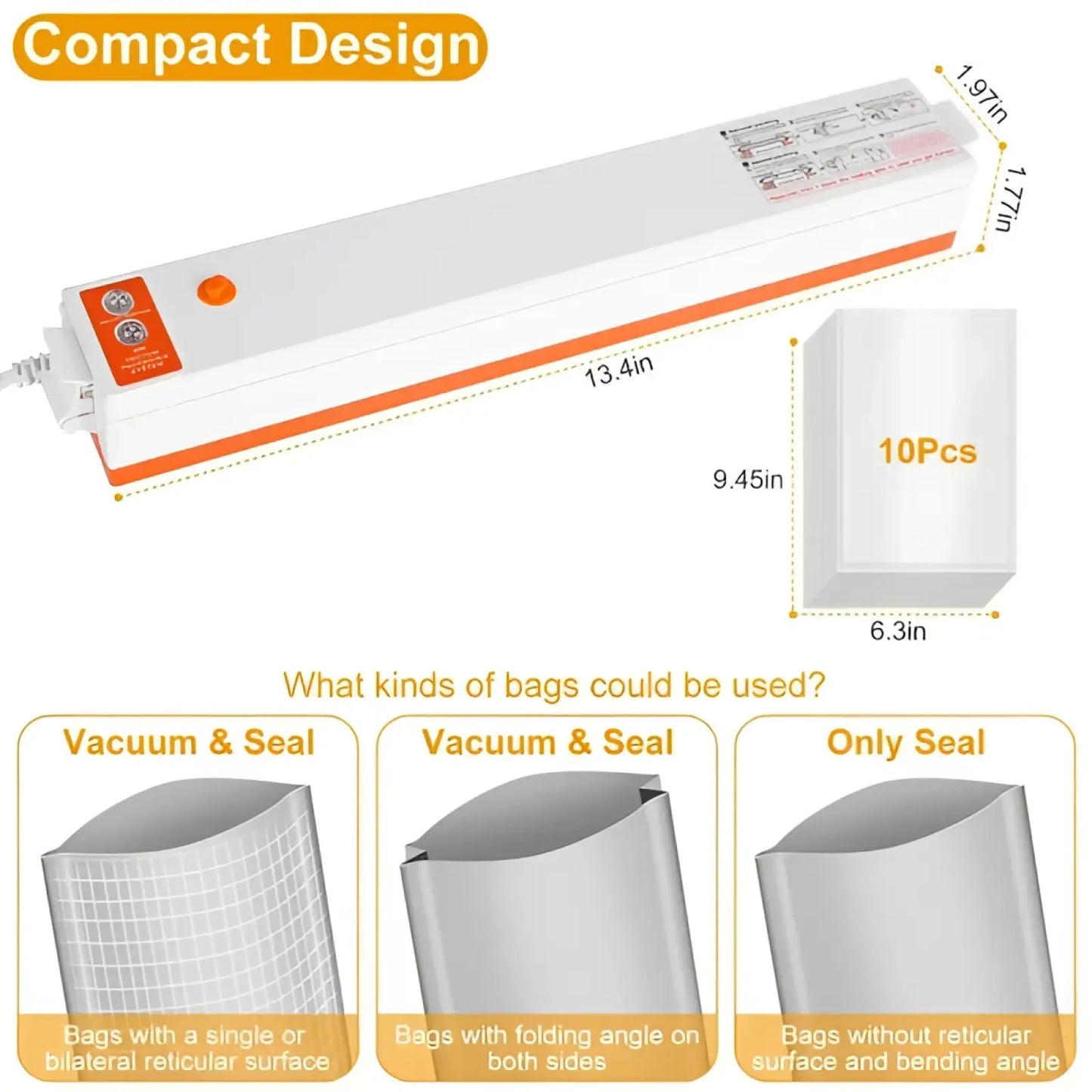 Automatic Food Vacuum Sealer Machine with 10 Bags