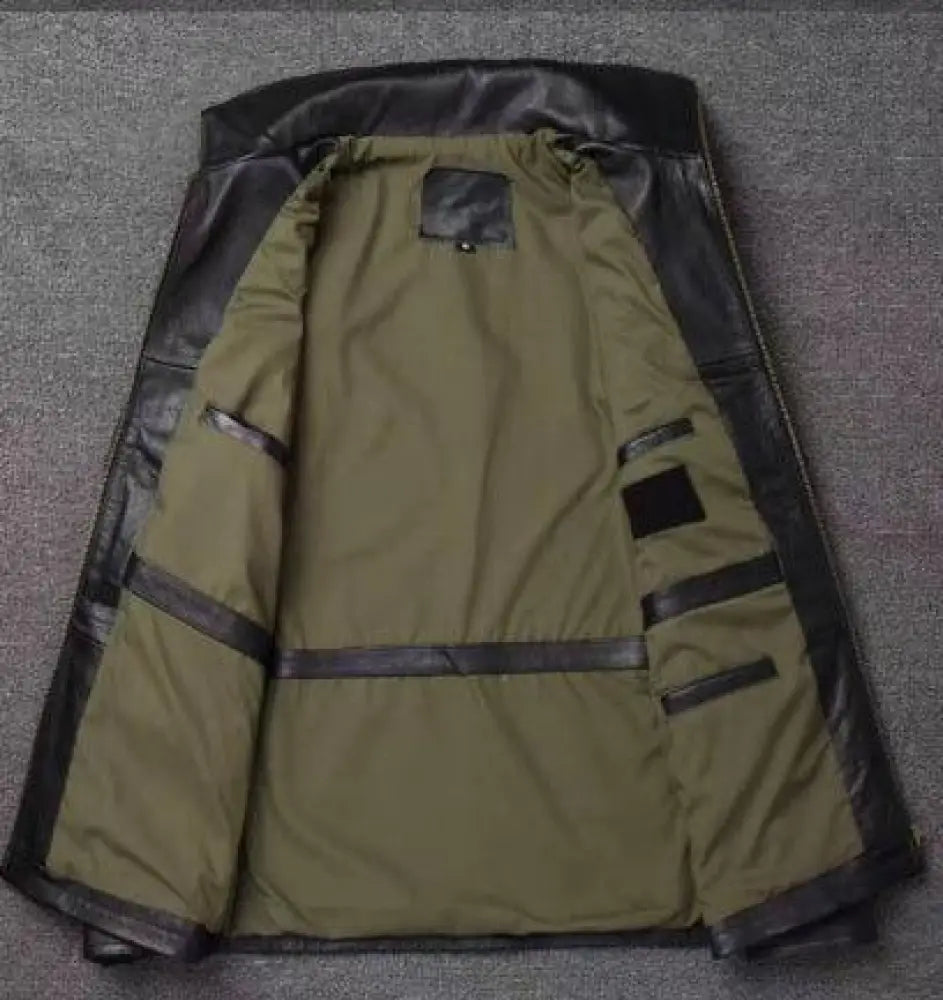 Men's Autumn Winter Tactical Workwear Leather Jacket