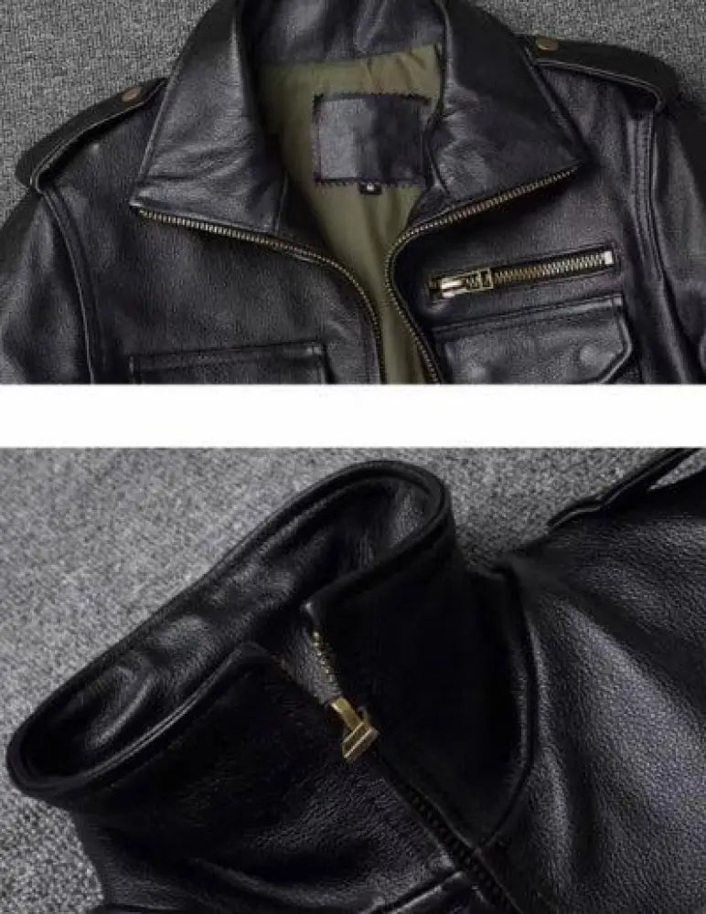 Men's Autumn Winter Tactical Workwear Leather Jacket