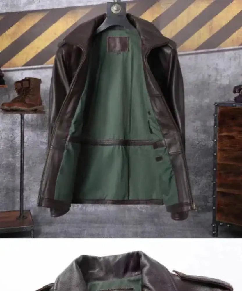 Men's Autumn Winter Tactical Workwear Leather Jacket