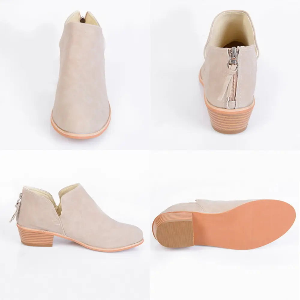 Retro Suede Low Block Heel Ankle Boots