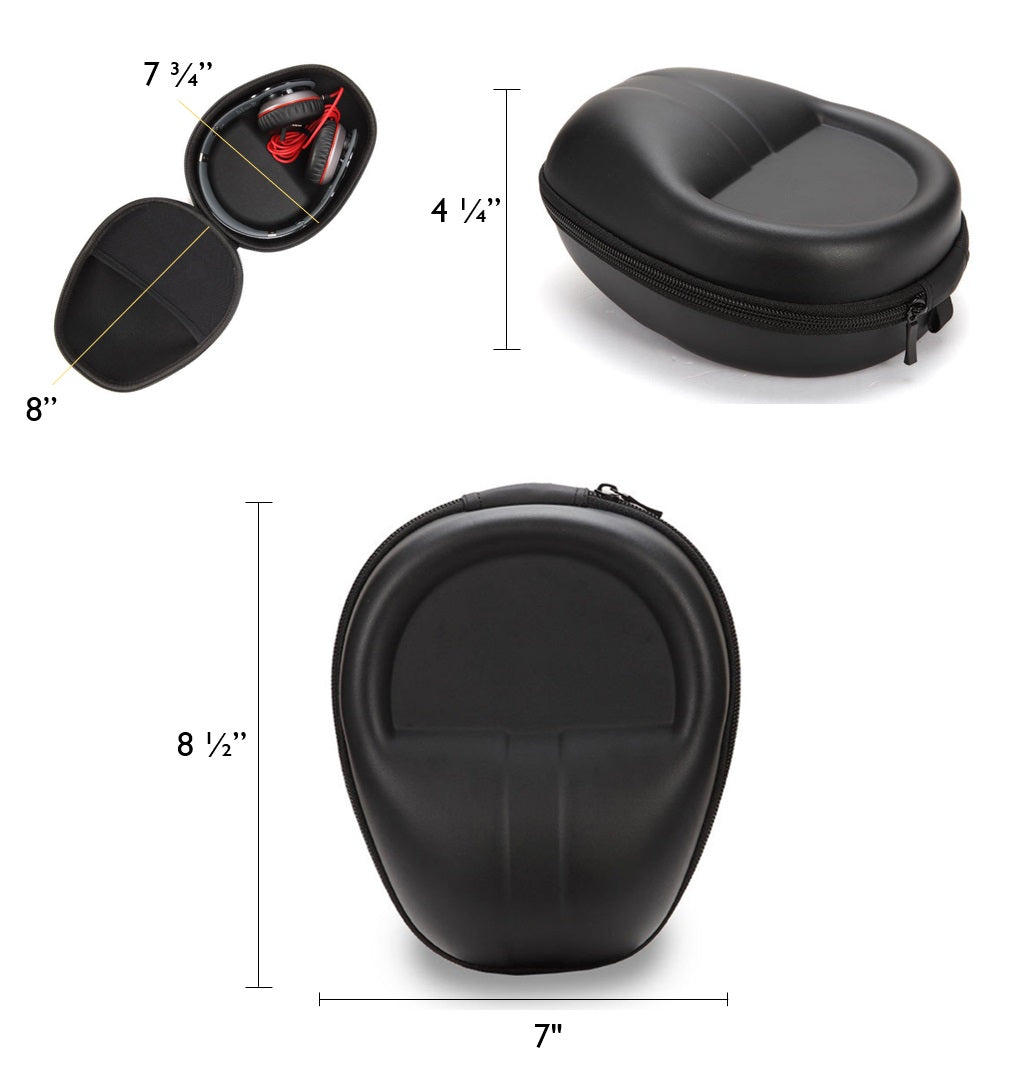 Hard Shell Case for Over The Ear Headphones with Full Protection fits Anker, Wyze, Beats, Sony, Bose QC, JBL, Sennheiser, Skullcandy, mPow, Audio Technica, Cowin, JVC, Panasonic - Black