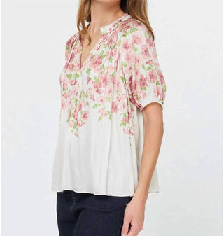 Current Air - Split Neck Pleated Blouse