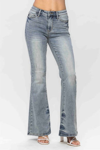 Judy Blue - Tinted Pin Tack Detail Flare Denim