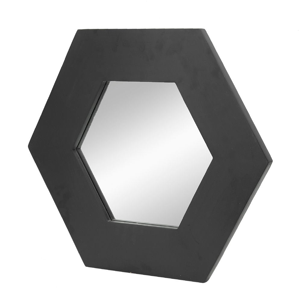Hexagon Mirror With Natural Wood Frame