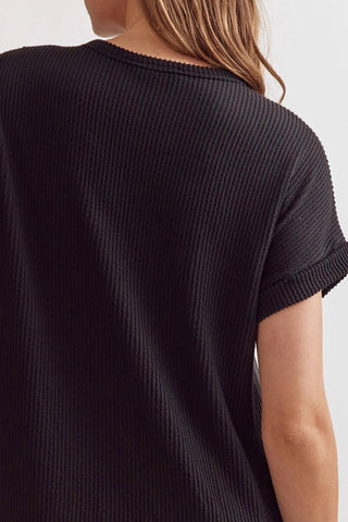 Entro - Ribbed Short Sleeve Midi Dress