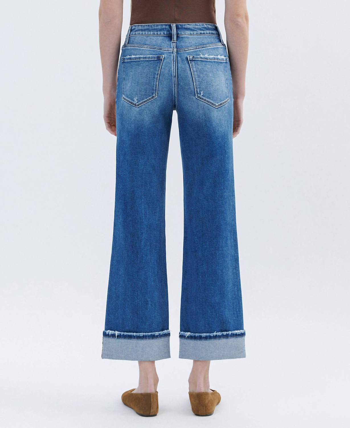Flying Monkey - High Rise Cuffed Slim Wide Leg Jeans