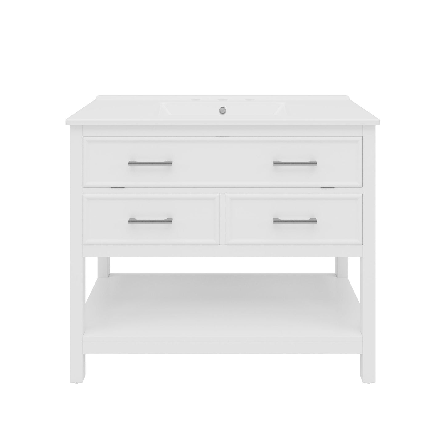 Bathroom Vanity With Ceramic Sink, Tip Out Tray & 2 Full Extension Drawers