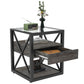 Set of 2 Modern End Tables with Drawer - Nightstand