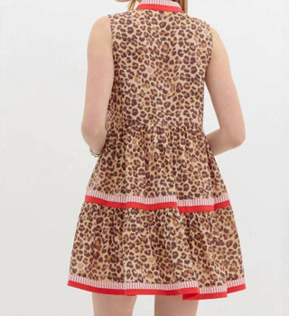 Entro - Vera Animal Print Trim Sleeveless Mini Dress