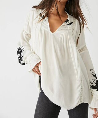 Free People - Tusalossa V-neck Long Sleeve Embroidered Top