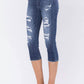 Judy Blue - Mid-rise Contrast Patch Skinny Capri Jeans