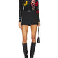 Alice + Olivia - Delaina Scoop Neck Long Sleeve Velvet Top