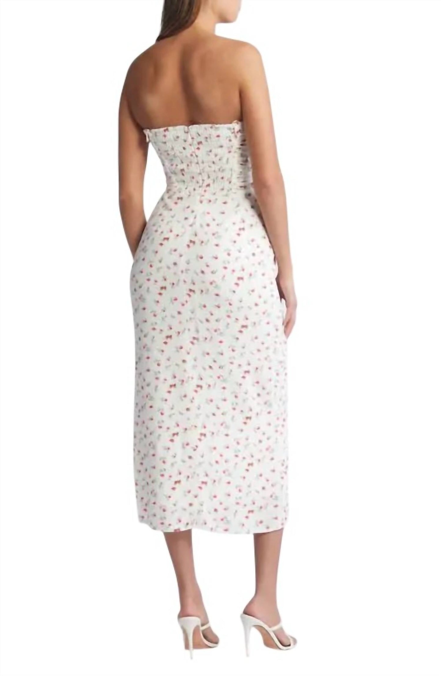 Wayf - Birdie Ruched Strapless Midi Dress