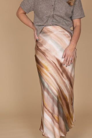 &Merci - Lila Satin Midi Skirt