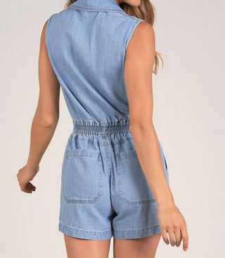 Elan - Zip Front Denim Romper