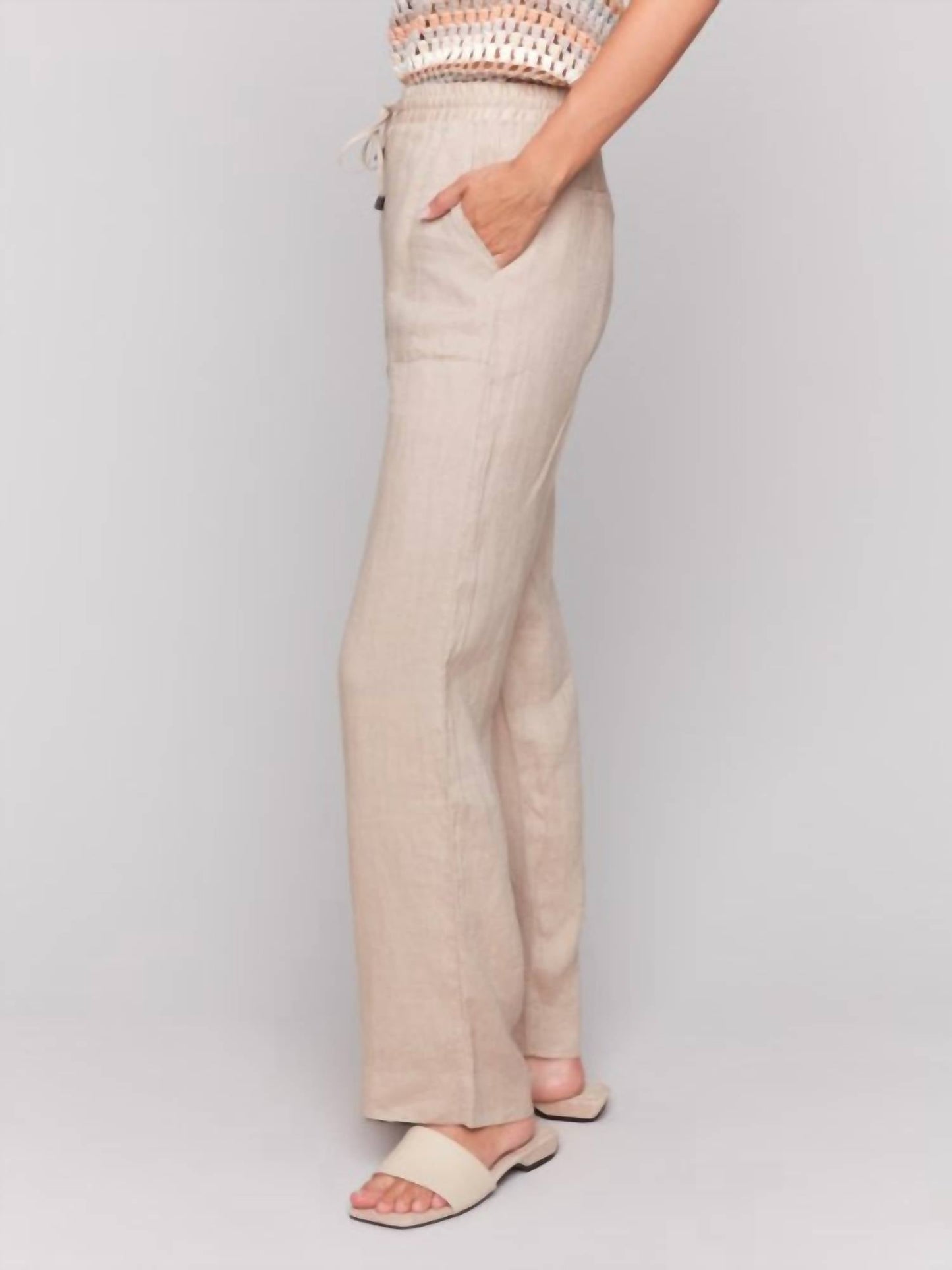 Charlie B - Pull-on Linen Blend Wide Leg Pants