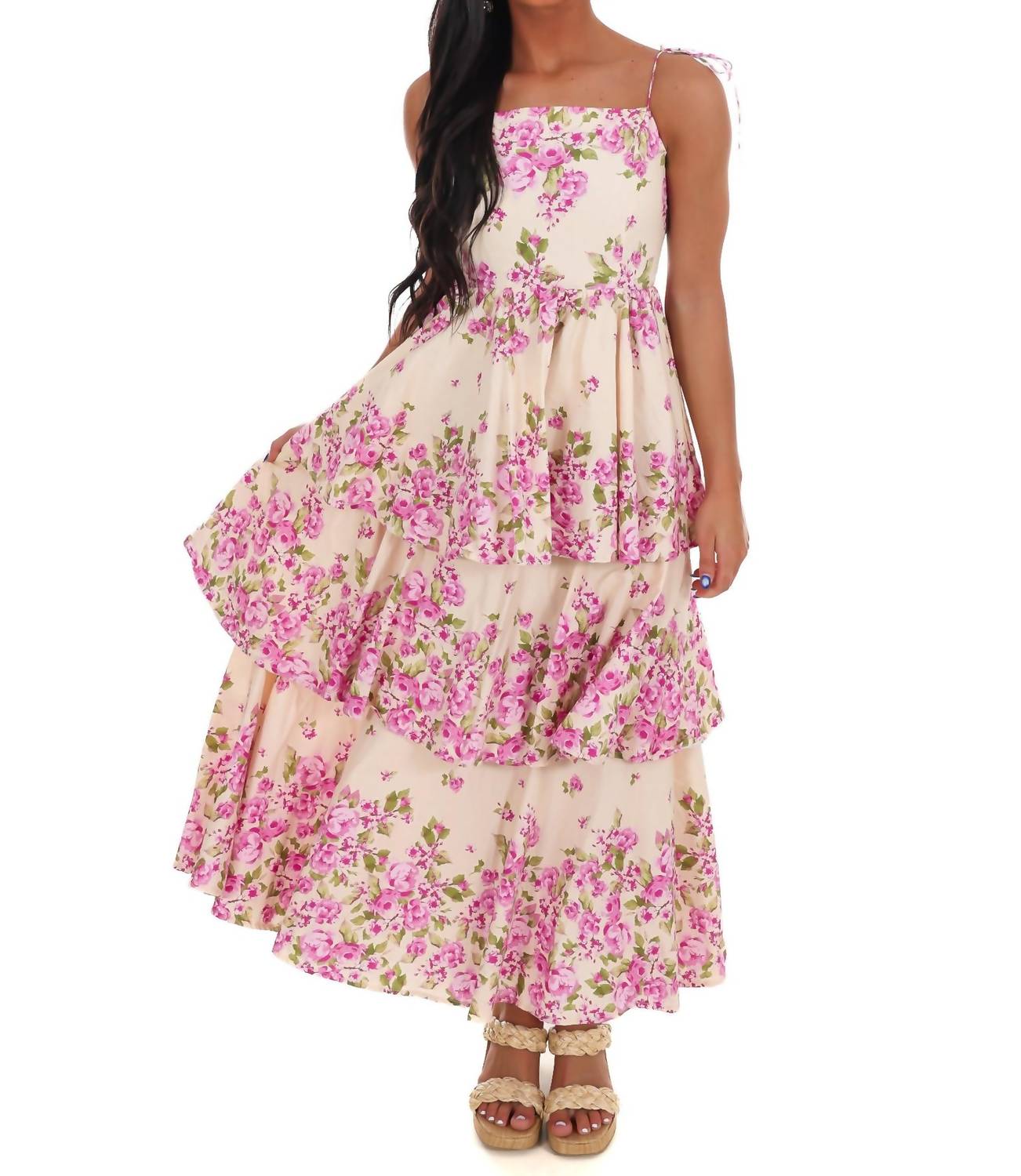 Flying Tomato - Sweet Stroll Floral Midi Dress