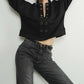 Aaron & Amber - Eyelet Placket Sweatshirt