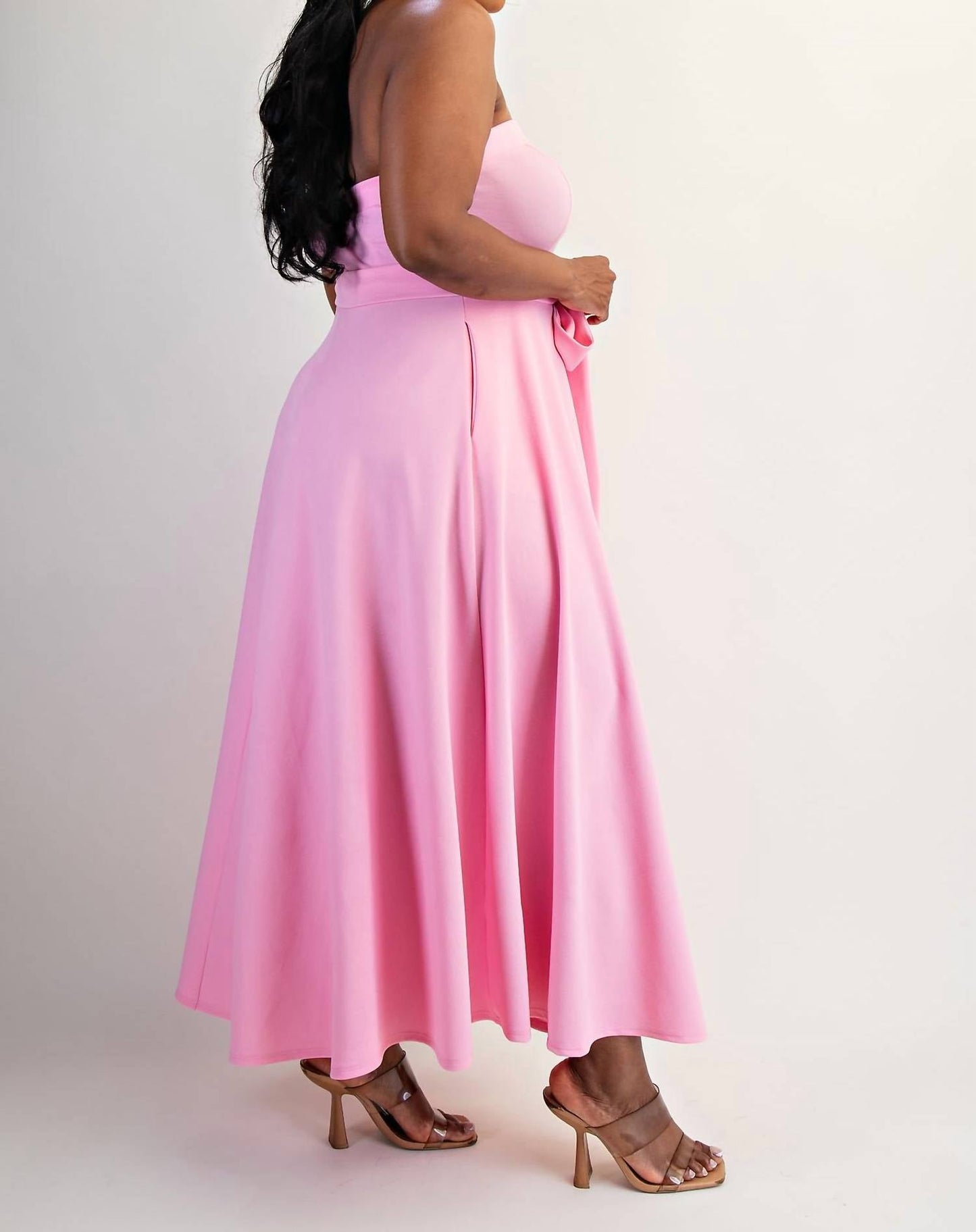 The Curve La - Plus Size Knit Tube Maxi Dress With Self Belt