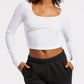 Bandier - Rivington Ribbed Long Sleeve Scoop Neck Crop Top