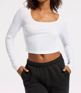 Bandier - Rivington Ribbed Long Sleeve Scoop Neck Crop Top