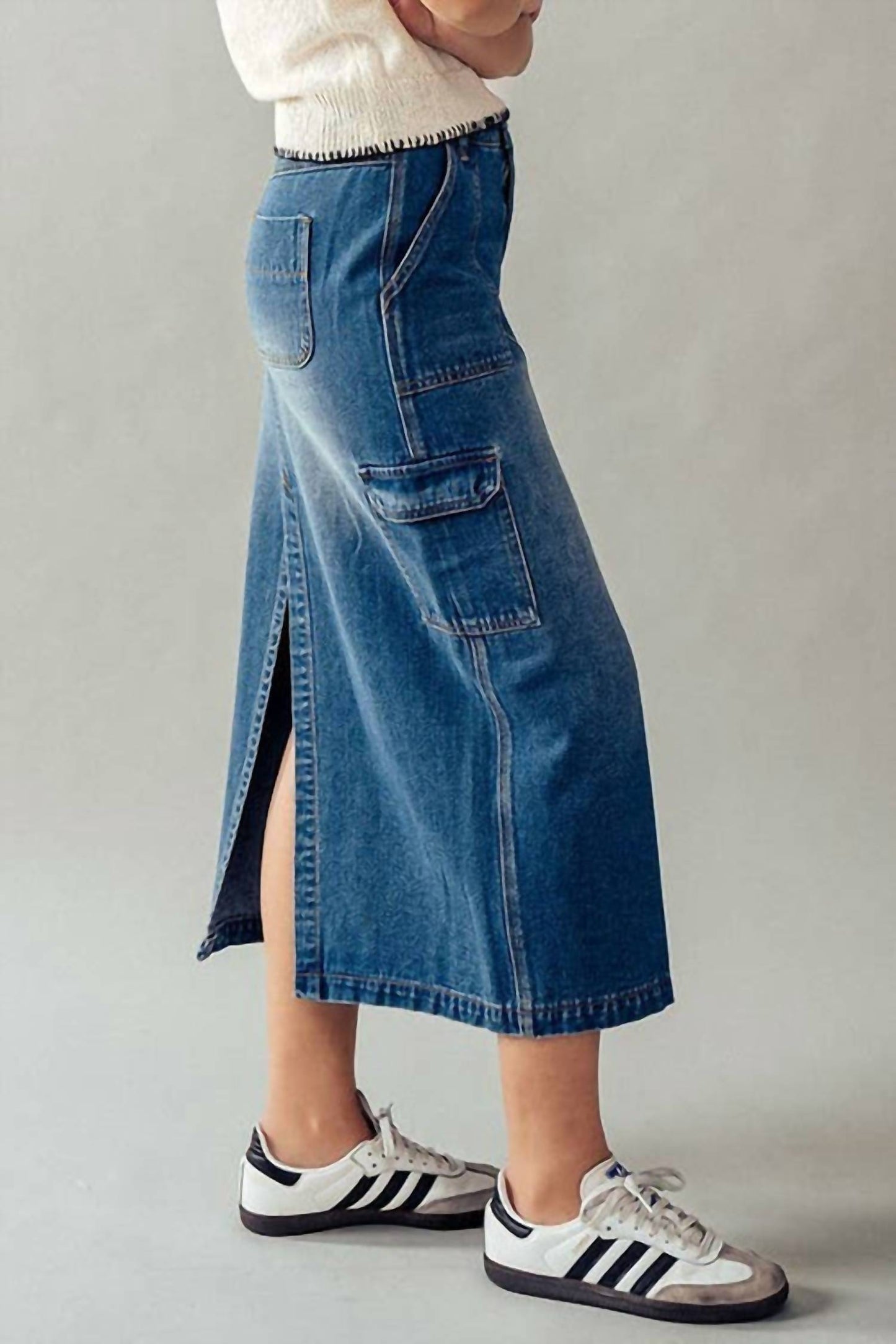 Angel Kiss - Cargo Jean Maxi Skirt