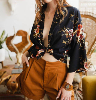 Leto - Women's Rose Short Summer Blouse