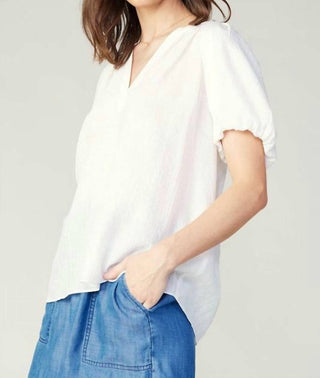Current Air - Gathered Detail Split-neck Short-sleeve Blouse