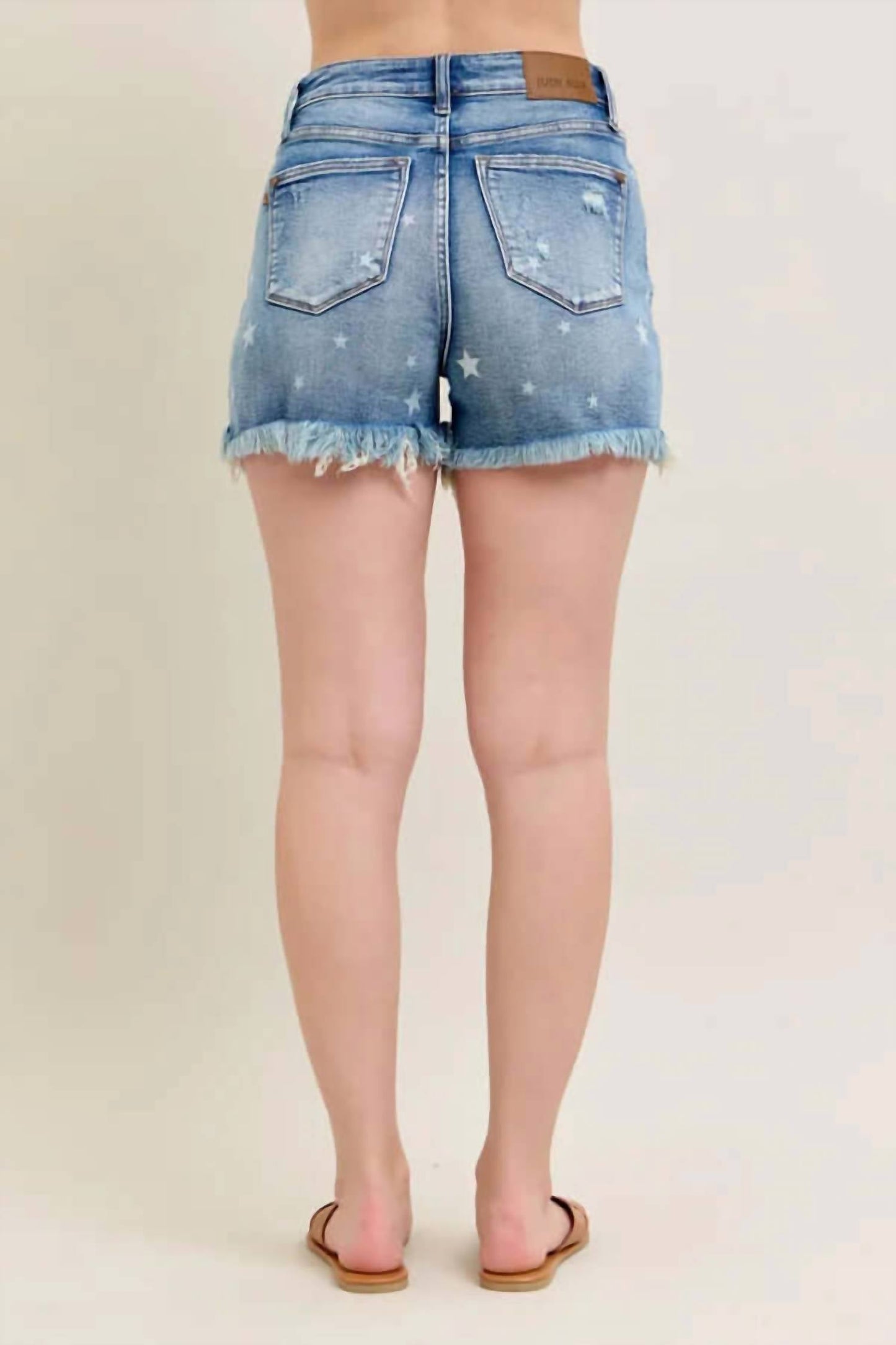 Judy Blue - High Rise Star Print Cut Off Destroy Shorts